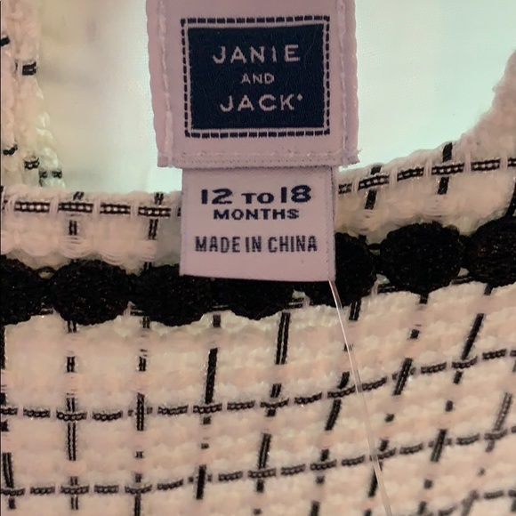 Janie and Jack bouchée white with black dress - Picture 3 of 4